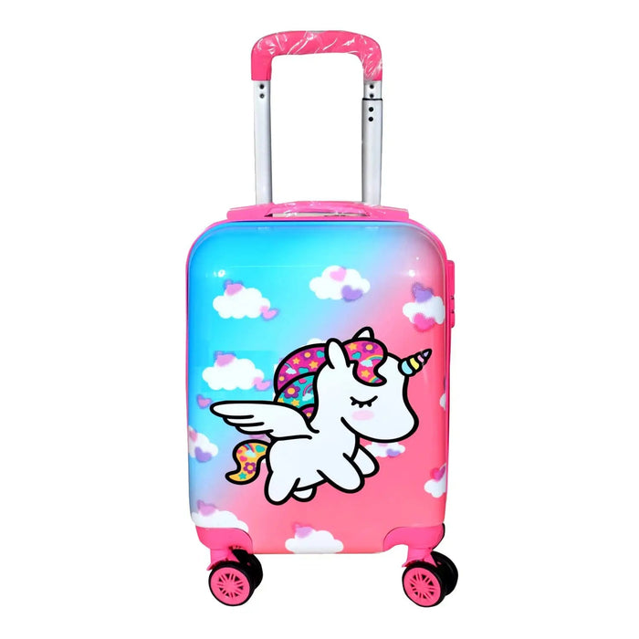 Kids 20 Inches Cartoon Print Unicorn Polycarbonate Suitcase Travel Trolley Bag for Girls & Boys (2-12 Years Old)