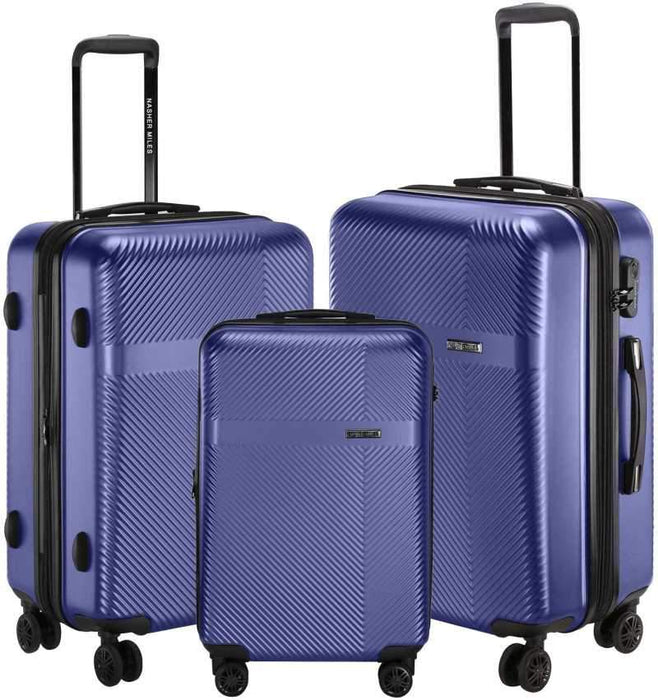 Large Check-in Luggage (75 cm) - Hard-Side Polycarbonate Luggage Set of 3 Steel Blue Trolley Bag Bags (55, 65 & 75 Cm) - Blue