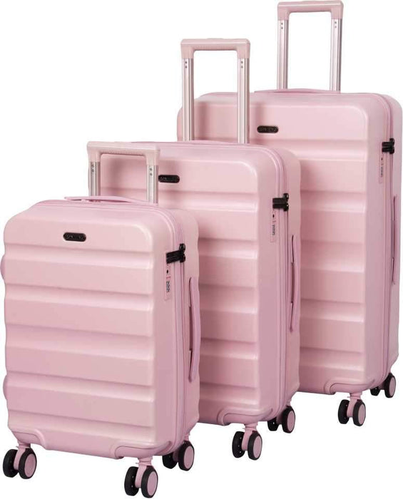 Large Cabin & Check-in Luggage (76 cm) - Venice Polycarbonate Hard-sided Luggage Set of 3 Trolley Bags (Pink) (55, 65 & 75 cm) - Pink