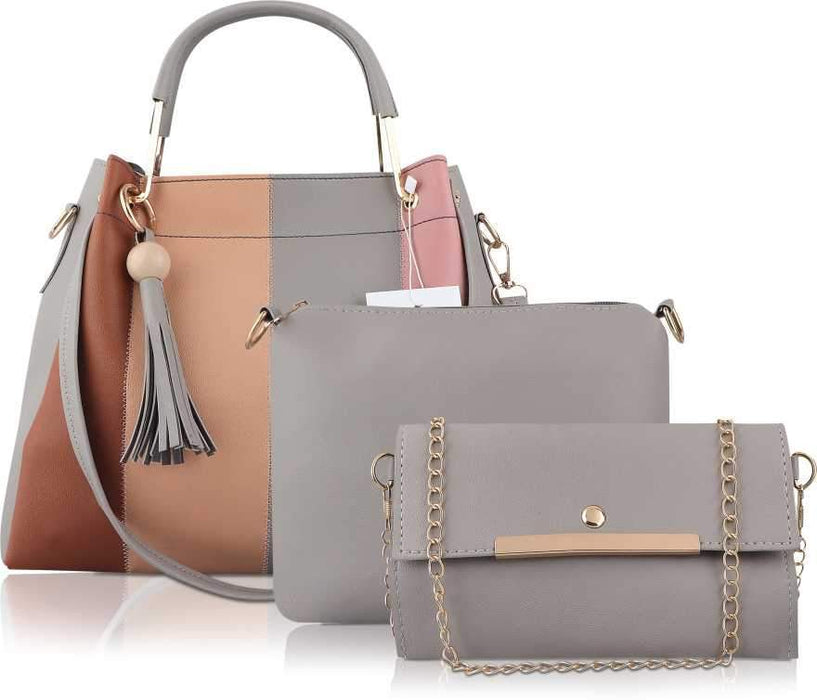 Women Grey Handbag (Pack of: 3)