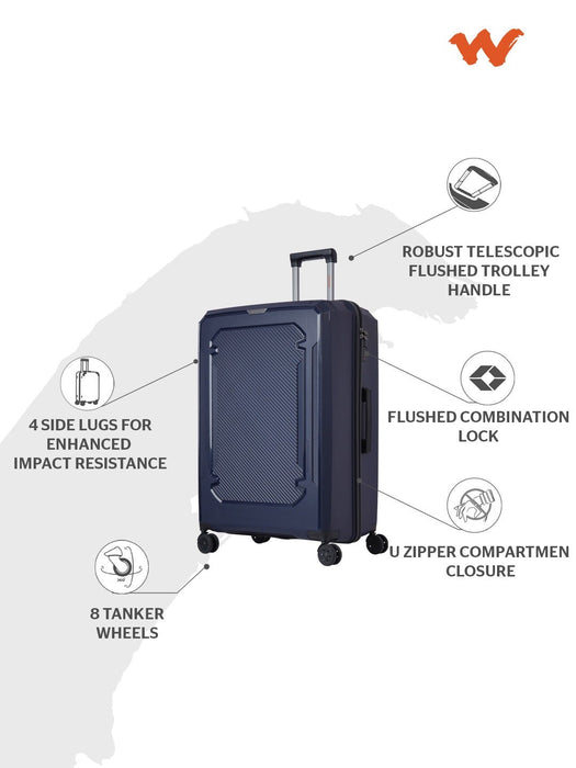 Wildcraft Safara Copper Durable Hardside Spinner Luggage Case, 8 Wheels