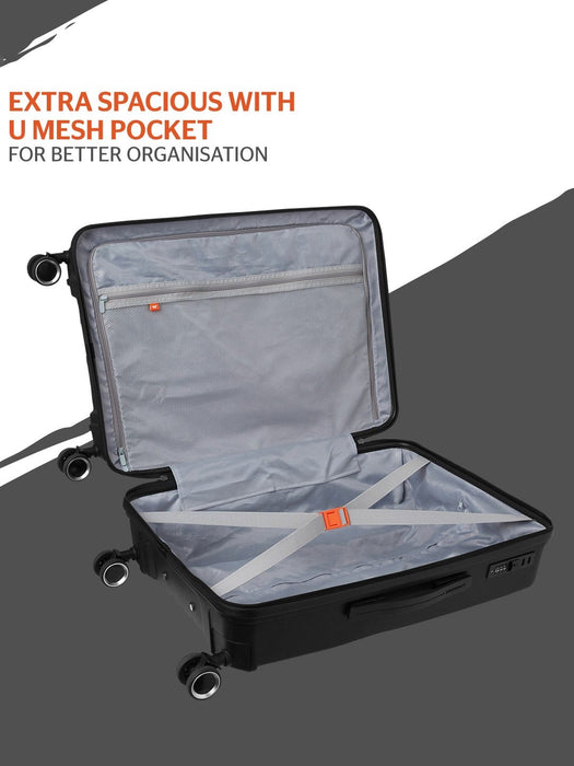 Wildcraft Onyx Hybrid Cabin Hard Shell Trolley Bag, Smooth 360-Degree Wheels, TSA Lock