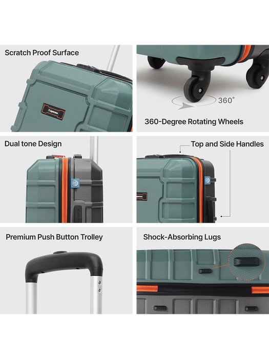Eco-Friendly Arbor Green Medium Hardside Trolley with Secure Lock