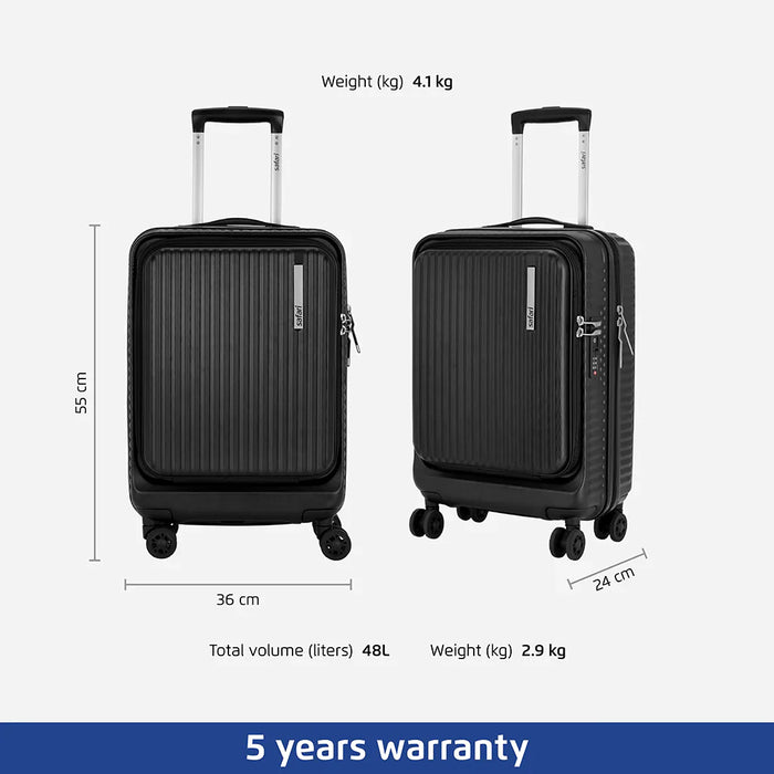 Safari Select Recoil Cabin Trolley Bag with Laptop Compartment, TSA Lock, Dual wheels and Anti-Theft Zipper