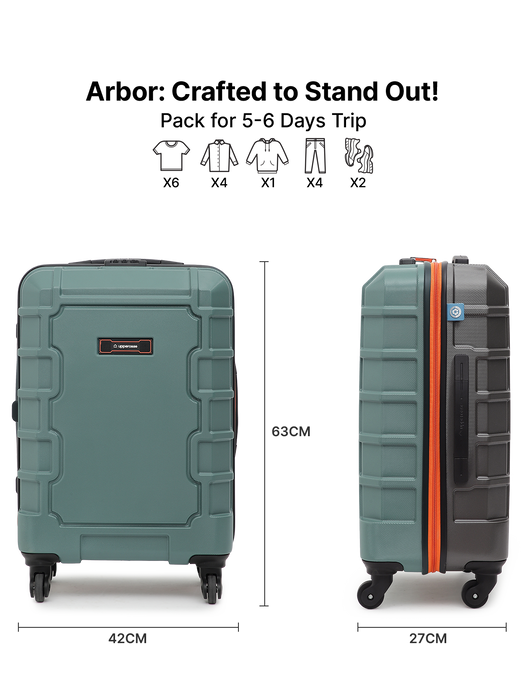 Eco-Friendly Arbor Green Medium Hardside Trolley with Secure Lock