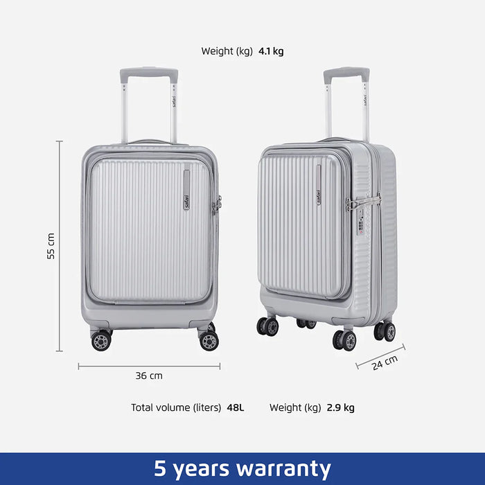 Safari Select Recoil Cabin Trolley Bag with Laptop Compartment, TSA Lock, Dual wheels and Anti-Theft Zipper