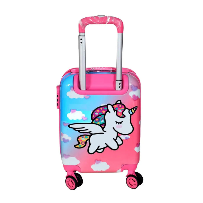 Kids 20 Inches Cartoon Print Unicorn Polycarbonate Suitcase Travel Trolley Bag for Girls & Boys (2-12 Years Old)