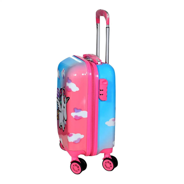 Kids 20 Inches Cartoon Print Unicorn Polycarbonate Suitcase Travel Trolley Bag for Girls & Boys (2-12 Years Old)