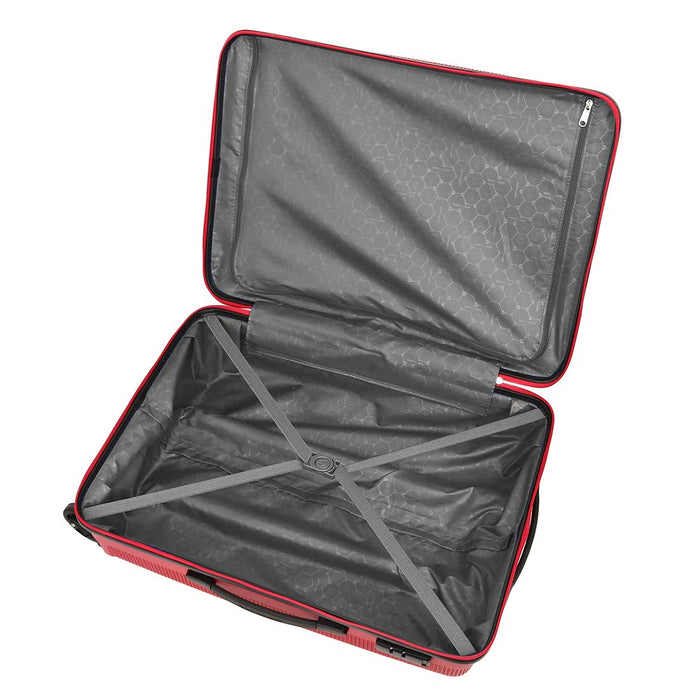 Polypropylene Small-55 cm, Medium-68 cm, Large-79 cm Hard Trolley Set (Set of 3) (Ruby RED)