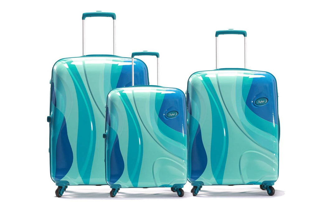 (Set of 3) Polycarbonate Small - 56 cm, Medium - 69 cm & Large - 80 cm Hard Trolley Bag  (Dio-111_Blue & Teal)