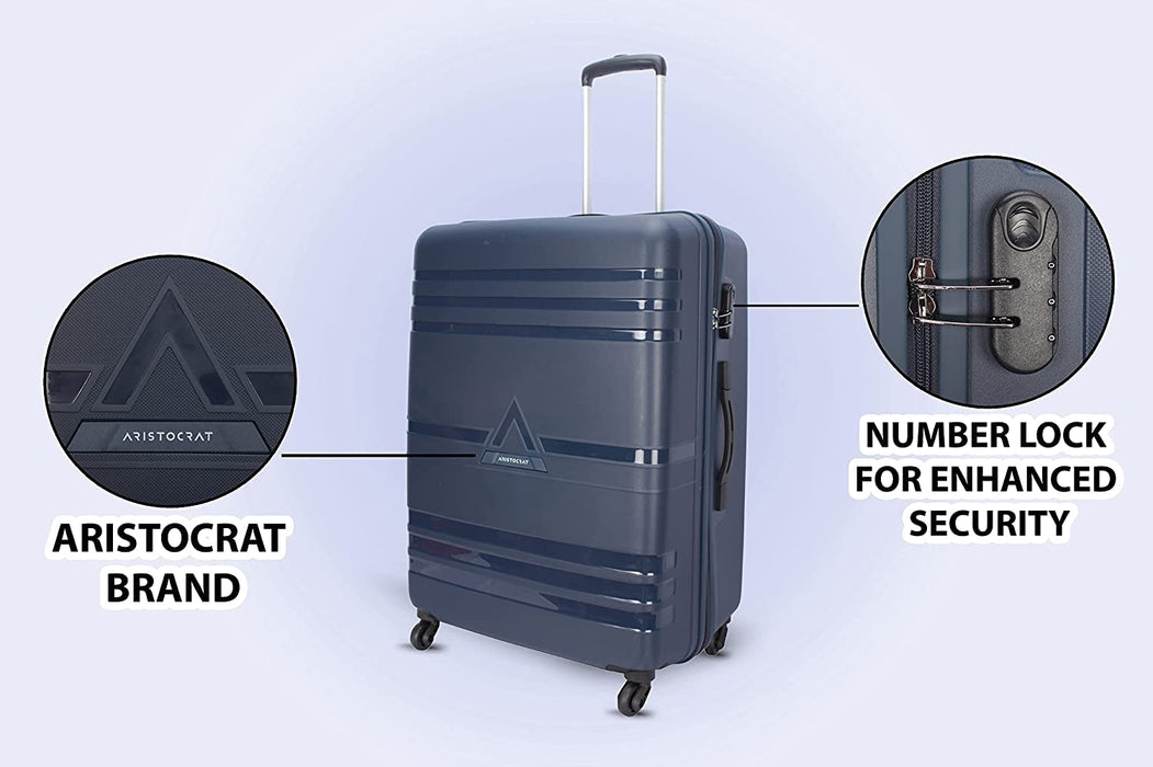 Jet Polycarbonate Hard Sided Set of 3 Trolley Bag Small,Medium,Large| 360 Rotation and Combination Lock (Blue)