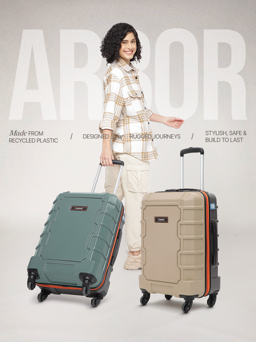 Eco-Friendly Arbor Green Medium Hardside Trolley with Secure Lock