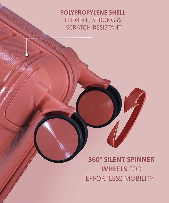 Tuscany 20, 24, 28 inch, Set of 3, Polypropylene Luggage, Hard-Sided, (Pink 55, 65 and 75 cms) Trolley Bag