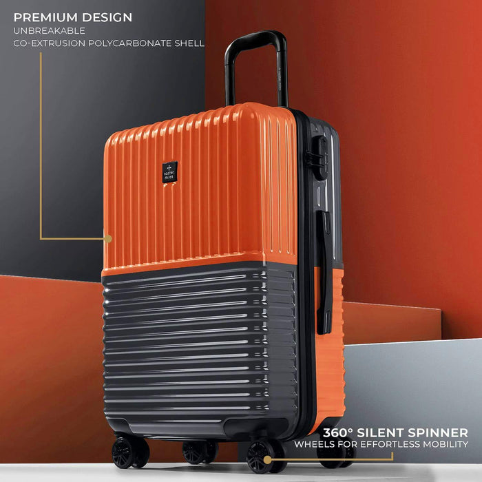 Set of 2, Hard-Sided, Polycarbonate Luggage, Orange and Grey 55, 65 cm Trolley Bag