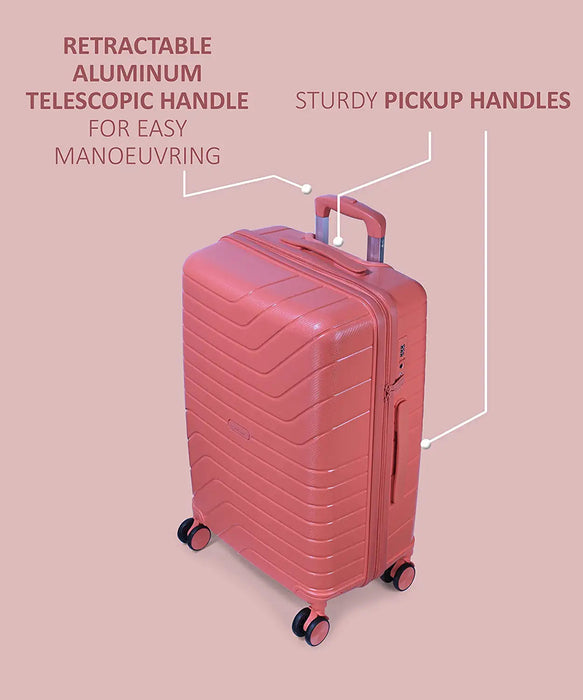 Tuscany 20, 24, 28 inch, Set of 3, Polypropylene Luggage, Hard-Sided, (Pink 55, 65 and 75 cms) Trolley Bag