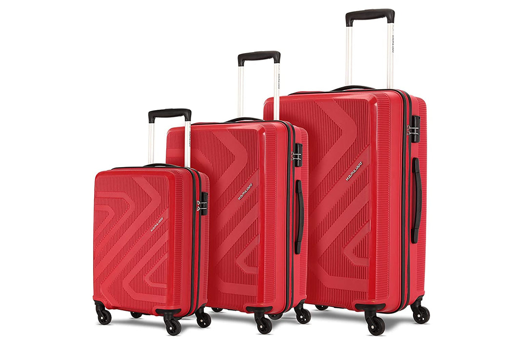 Polypropylene Small-55 cm, Medium-68 cm, Large-79 cm Hard Trolley Set (Set of 3) (Ruby RED)