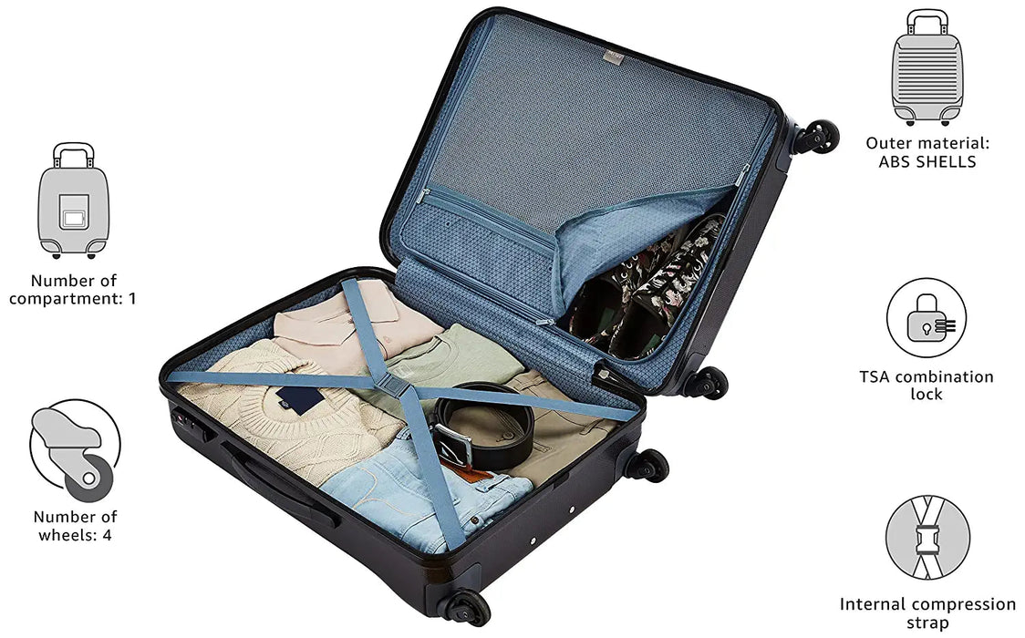 Misam ABS 66 cms Blue Hard Sided Medium Suitcase