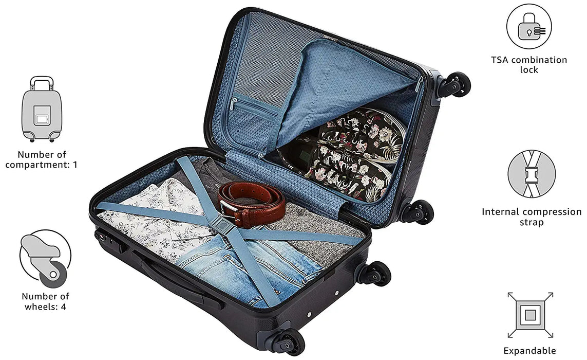Misam ABS 66 cms Blue Hard Sided Medium Suitcase