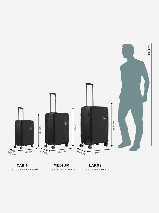 Wildcraft Onyx Hybrid Cabin Hard Shell Trolley Bag, Smooth 360-Degree Wheels, TSA Lock