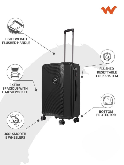 Wildcraft Onyx Hybrid Cabin Hard Shell Trolley Bag, Smooth 360-Degree Wheels, TSA Lock