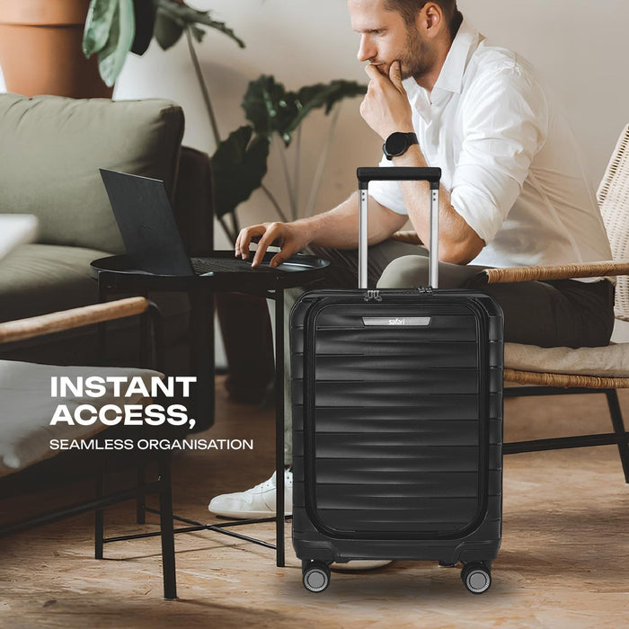 Safari Aerolite Black Cabin Trolley: Laptop Compartment, TSA Lock, Dual Wheels