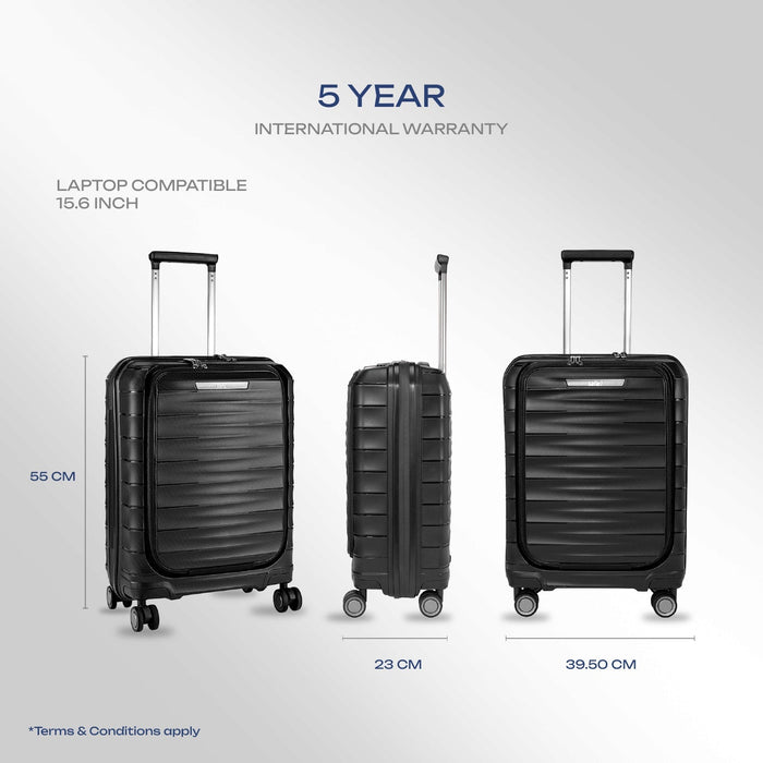 Safari Aerolite Black Cabin Trolley: Laptop Compartment, TSA Lock, Dual Wheels