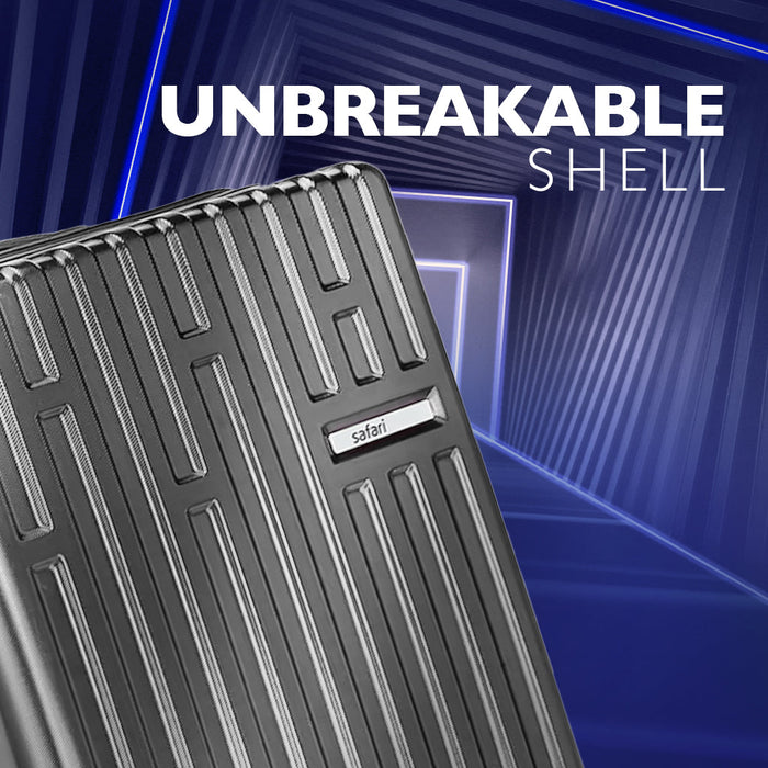 Safari Cargo Max Gun Metal Hard-Shell Luggage Set: Dual Wheels, TSA Lock, Expandable