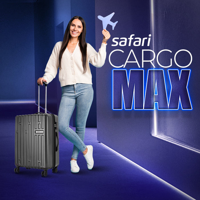 Safari Cargo Max Gun Metal Hard-Shell Luggage Set: Dual Wheels, TSA Lock, Expandable