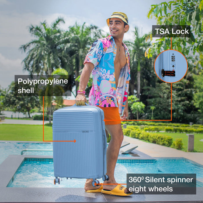 Krabi Lightweight Hard-Side Expandable Polypropylene Luggage Set Steel Blue