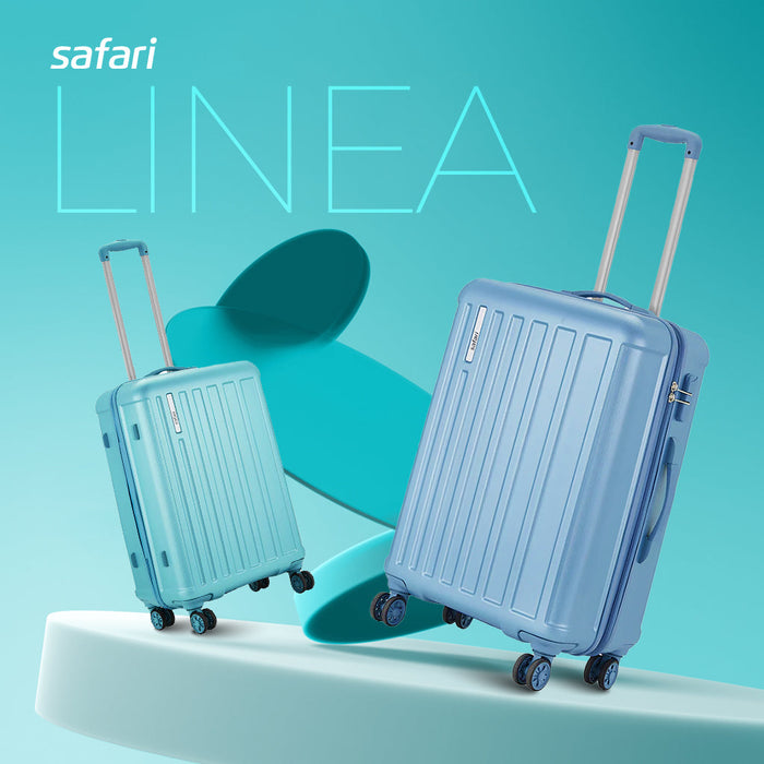 Safari Linea Pearl Blue Hardside Luggage: Durable Polycarbonate, Smooth Dual Wheels
