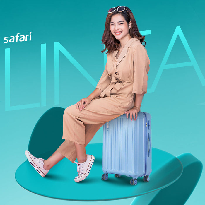 Safari Linea Pearl Blue Hardside Luggage: Durable Polycarbonate, Smooth Dual Wheels