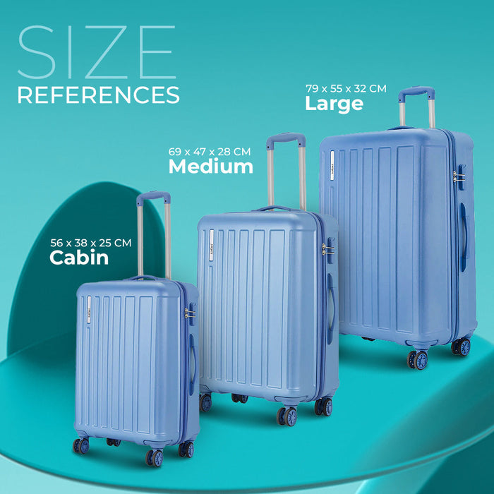 Safari Linea Pearl Blue Hardside Luggage: Durable Polycarbonate, Smooth Dual Wheels