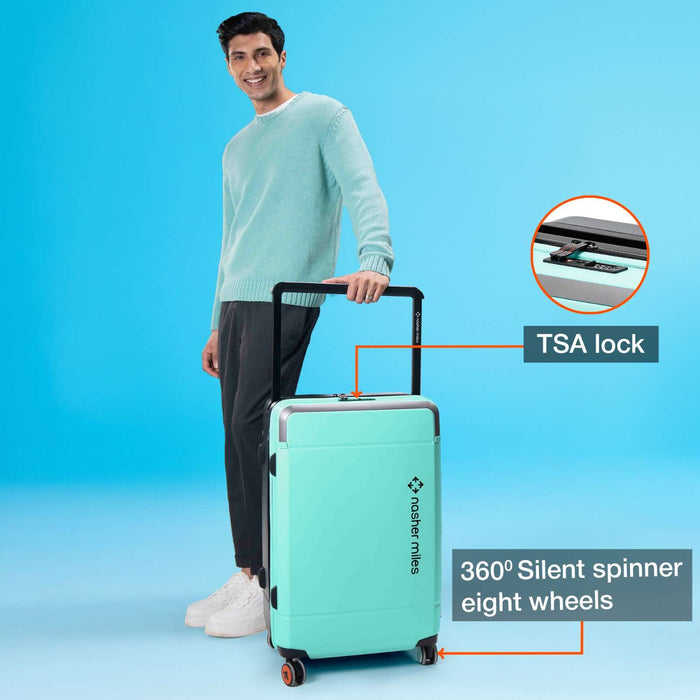 Oslo Durable Polycarbonate Luggage Set: Smooth Spinner Wheels, TSA Lock, Pastel Green