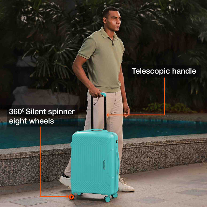Nasher Miles Coorg Durable Hard-Side 2-Piece Luggage Set Teal Spinner Trolley Bags