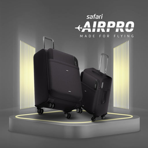 Safari Airpro Lightweight Expandable Soft Luggage Trolley Bag Dual Spinner Wheels
