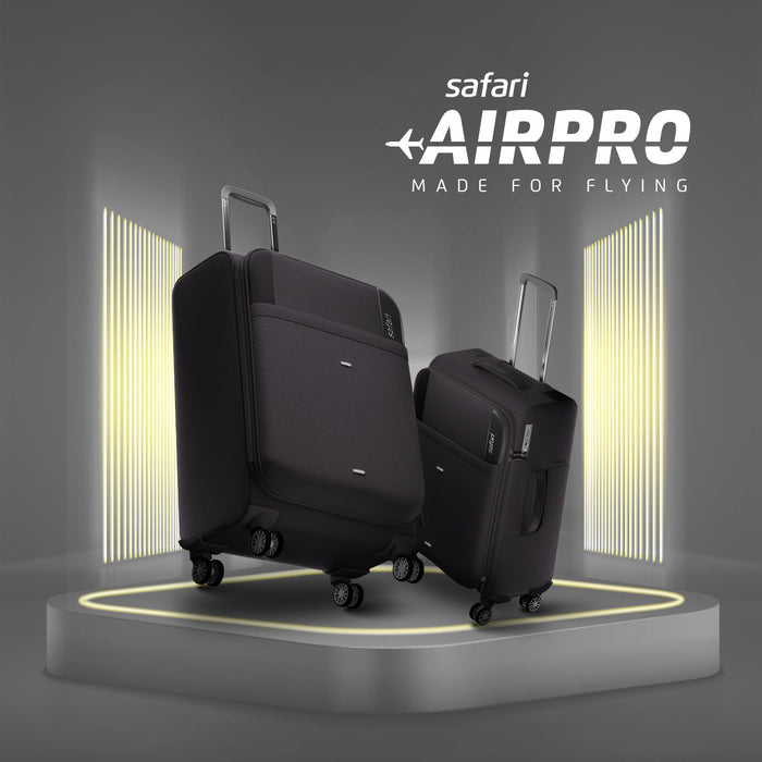 Safari Airpro Lightweight Expandable Soft Luggage Trolley Bag Dual Spinner Wheels