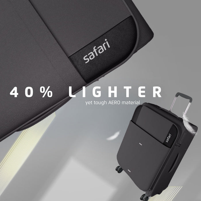 Safari Airpro Lightweight Expandable Soft Luggage Trolley Bag Dual Spinner Wheels