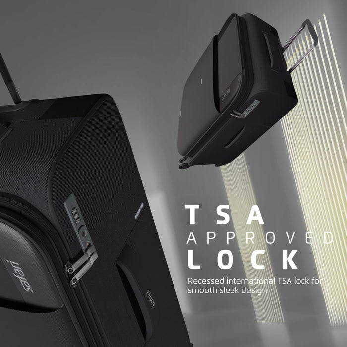 Safari Airpro Lightweight Expandable Soft Luggage Trolley Bag Dual Spinner Wheels