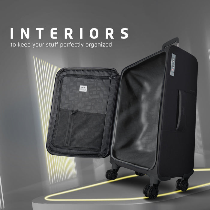 Safari Airpro Lightweight Expandable Soft Luggage Trolley Bag Dual Spinner Wheels