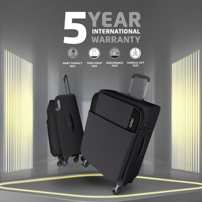 Safari Airpro Lightweight Expandable Soft Luggage Trolley Bag Dual Spinner Wheels