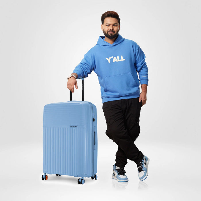 Krabi Lightweight Hard-Side Expandable Polypropylene Luggage Set Steel Blue