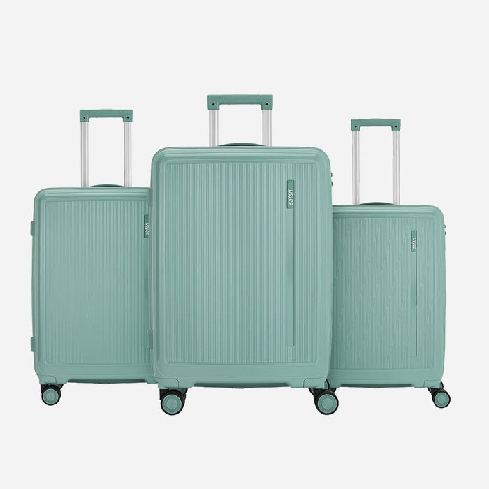 Safari Cooper Green Hard Shell Luggage Combo, Dual Wheels, Anti-Theft Zipper