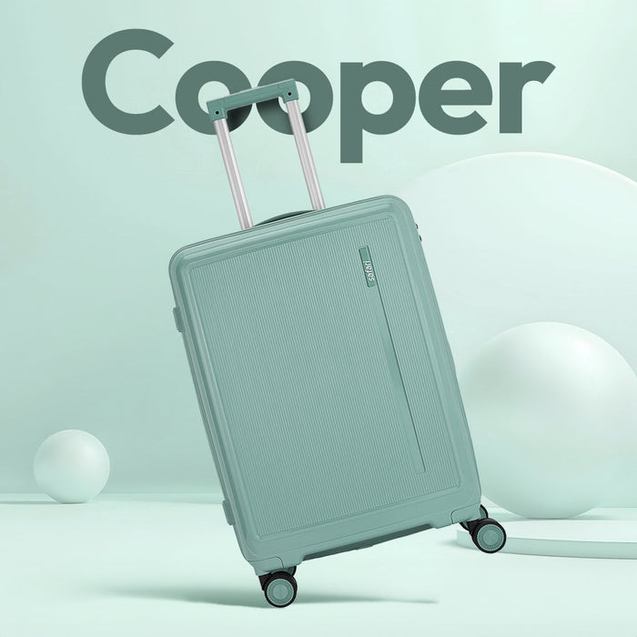 Safari Cooper Green Hard Shell Luggage Combo, Dual Wheels, Anti-Theft Zipper