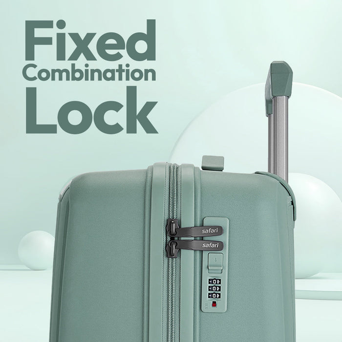 Safari Cooper Green Hard Shell Luggage Combo, Dual Wheels, Anti-Theft Zipper