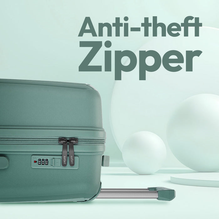 Safari Cooper Green Hard Shell Luggage Combo, Dual Wheels, Anti-Theft Zipper