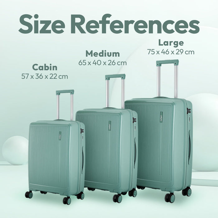 Safari Cooper Green Hard Shell Luggage Combo, Dual Wheels, Anti-Theft Zipper