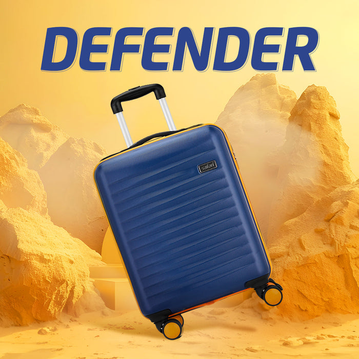 Safari Defender Blue Hard-Shell Luggage Combo: Small & Medium, TSA Lock, Dual Wheels