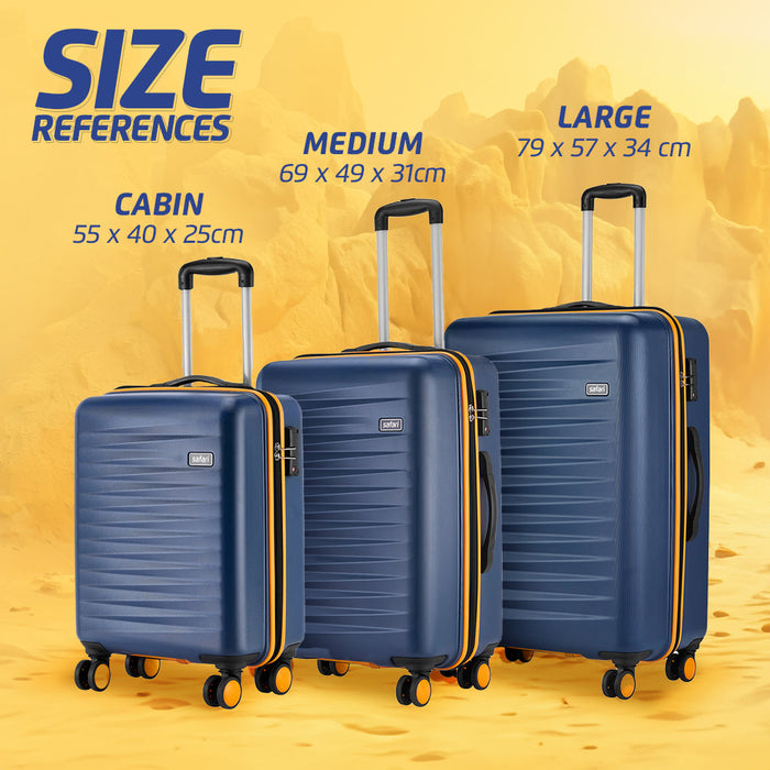 Safari Defender Blue Hard-Shell Luggage Combo: Small & Medium, TSA Lock, Dual Wheels