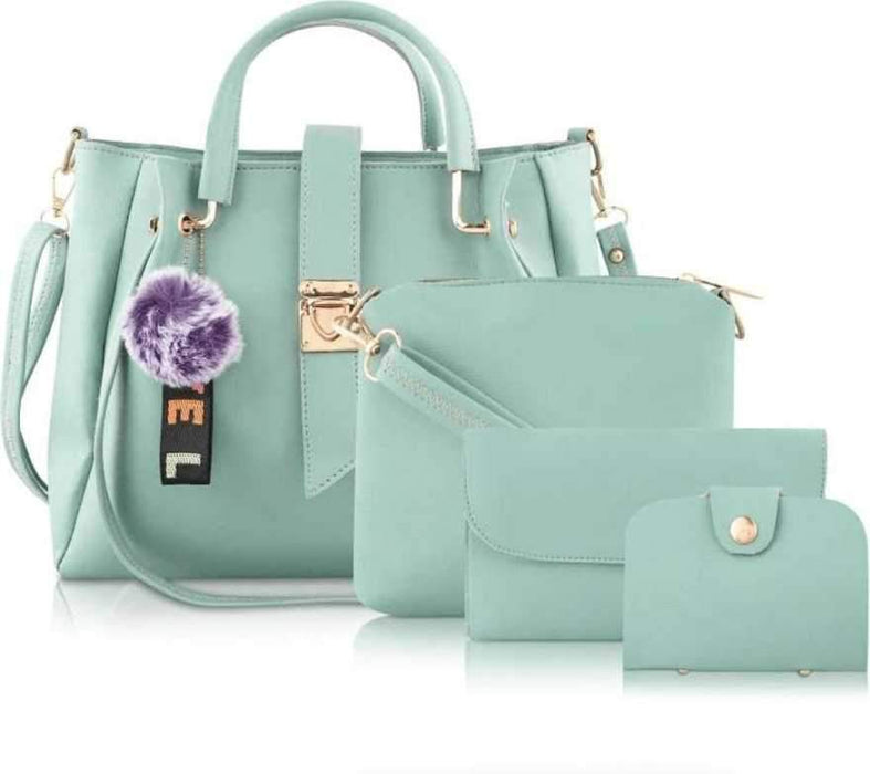 Women Green Hand-held Bag  (Pack of: 4)