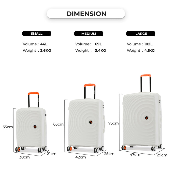 Seattle Hard-Side Polypropylene 3-Piece Luggage Set - Durable Travel Trolley Bags